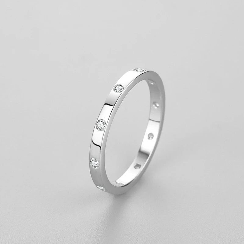 Ailmay Real 925 Sterling Silver Simple Zirconia Geometric Design Stackable Finger Ring For Women Anniversary Fine Jewelry Gift
