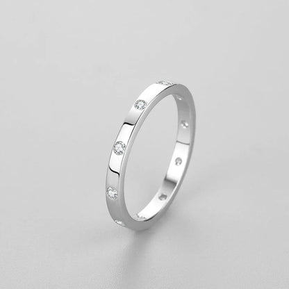 Ailmay Real 925 Sterling Silver Simple Zirconia Geometric Design Stackable Finger Ring For Women Anniversary Fine Jewelry Gift