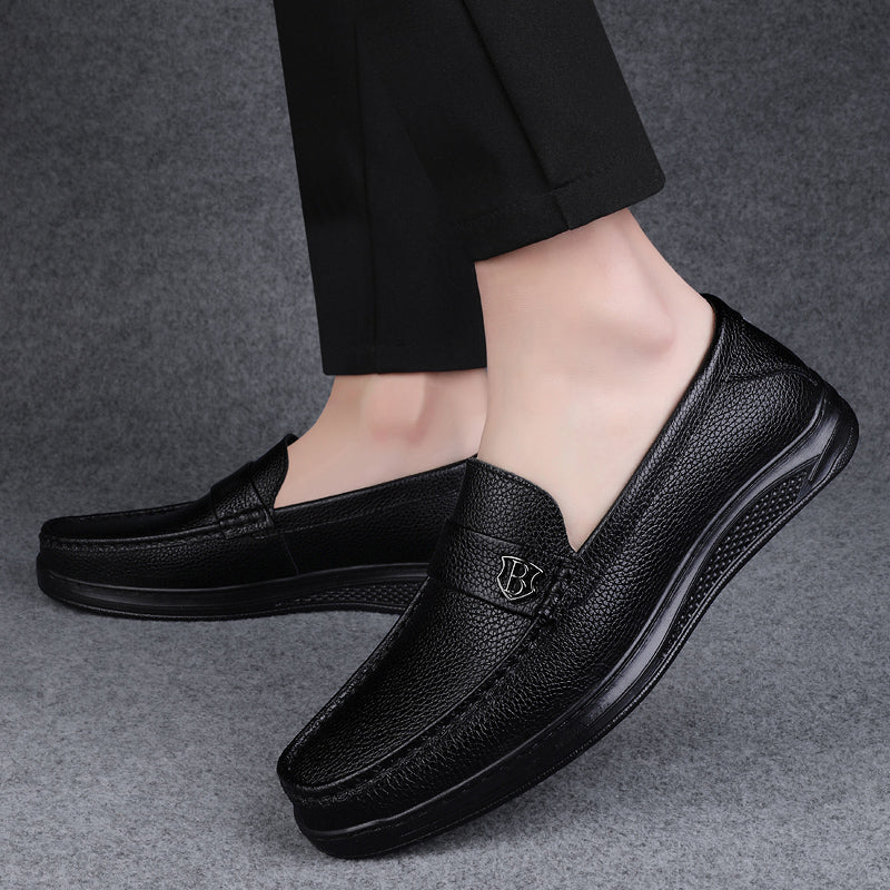 Genuine Leather Casual Shoes Men Handmade Slip on Platform Walking Shoes Outdoor Footwear Driving Loafers Breathable Sneakers