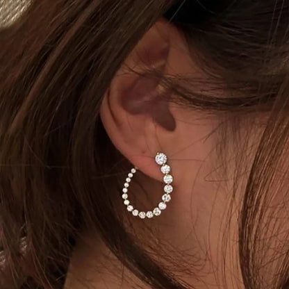 Round Cut Moissanite Half Hoops Earrings for Women 925 Sterling Silver U-Style Size Gradient Diamond Stud Earring Fine Jewelry
