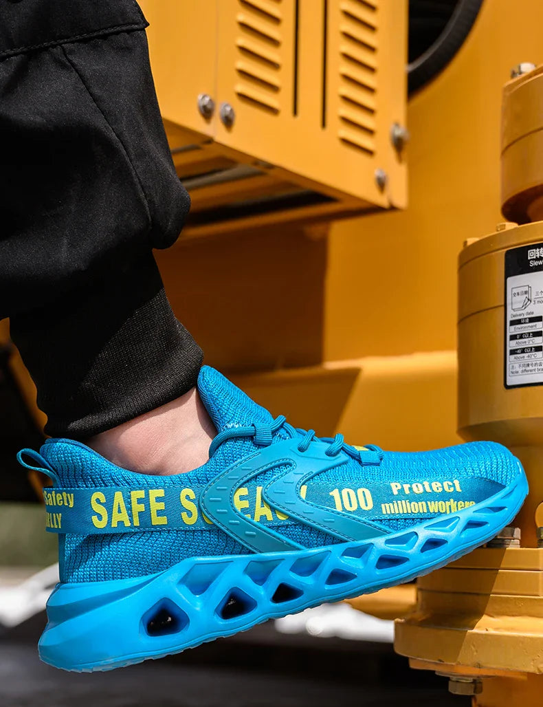 Work Safety Shoes For Men Lightweight Protective Work Sneakers Lightweight Men Shoes Breathable Shoes Anti-Puncture Work Shoe