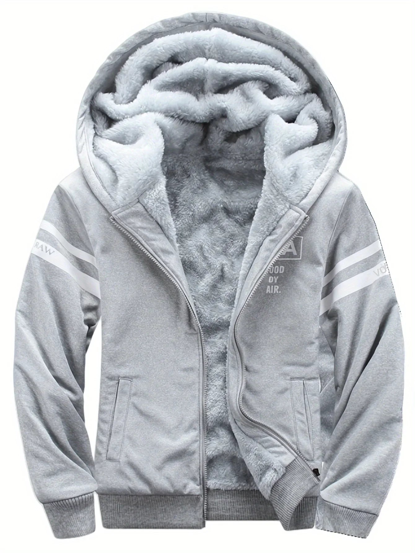 Men's autumn and winter sports and leisure suit set with fleece hoodie, men's autumn and winter thick oversized hooded jacket, t
