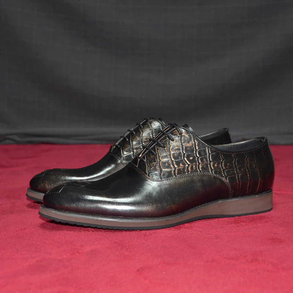 Classic Italian Casual Business Men's Oxford Formal Shoes Genuine Leather Black Handmade Comfortable Sole Lace-up Man Sneakers