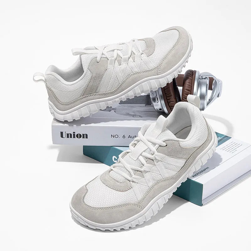Wide Toe Walking Shoes Men Women Non Slip Outdoor Sneakers Lace Up Mesh Breathable Running Shoes