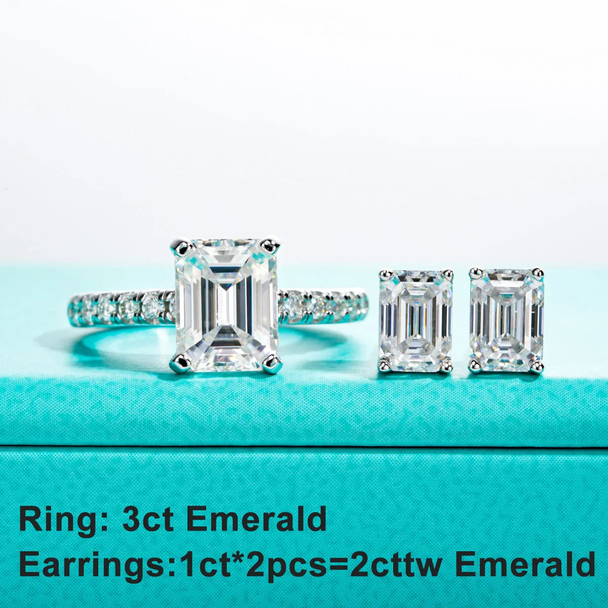 10k Gold 4/2/1ct Emerald Moissanite Stud Earrings 10K Gold Post Anti-allergy Eearrings For Women Jewelry Wholesale