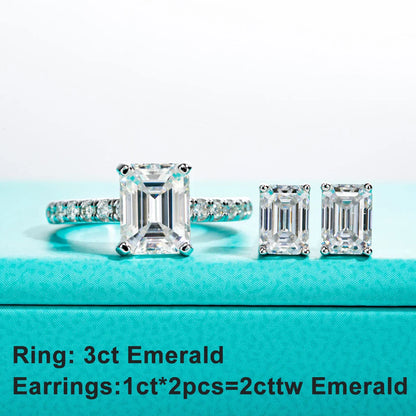 10k Gold 4/2/1ct Emerald Moissanite Stud Earrings 10K Gold Post Anti-allergy Eearrings For Women Jewelry Wholesale
