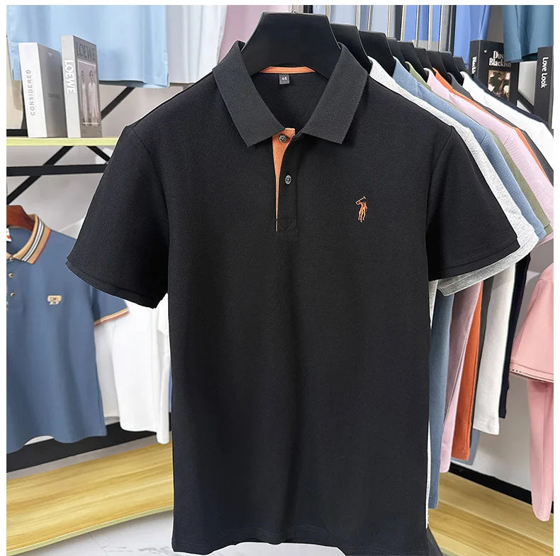 Luxury brand 100% cotton short sleeve polo shirt summer new trend Paul pony embroidery T-shirt business golf casual men's wear