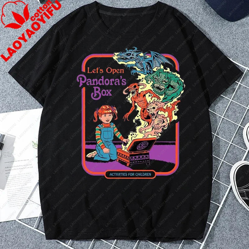 Let's Sacrifice Toby Horror Satanist Graphic Tops Unique Creative Cartoon Streetwear Unisex Scary Short-sleev Tee Ropa Hombre