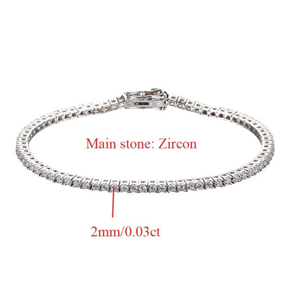 2MM 0.03 Carat Real Moissanite Women Tennis Chain Bracelet Fine Jewelry 100% 925 Sterling Silver 18K White Gold Wedding
