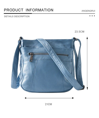 New Genuine Leather Women's Bag Casual One Shoulder Crossbody Bag Multi Pocket Messenger Bag