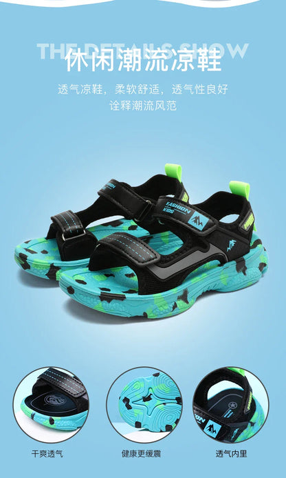 2025 Summer Boys Soft Sandals Fashion Children Shoes Autumn Light Cartoon Sandalias Flat Beach 4-12 Years Old Kids Shoes 12yrs