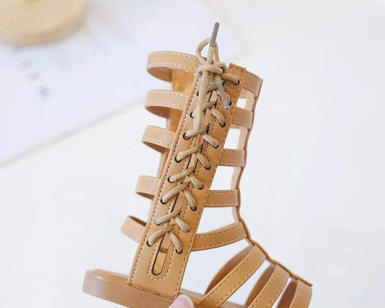 Children Sandals High-top Kids Girls Sandals Baby Sandals High Quality Flat Cut-Outs Beach Sandals
