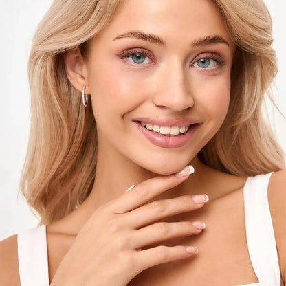 Pretty Beauty 23mm Moissanite Hoop Earrings S925 Sterling Silver for Women Wedding Party White Gold Plated Fine Jewelry Gifts