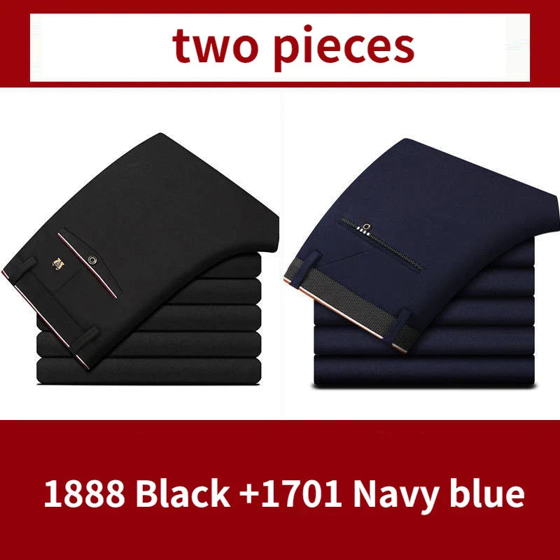Classic Black Men's Office Dress Pants for Business Formal Fashionable Slim Fit Men's Suit Pants Casual Trousers Plus Size 28-40