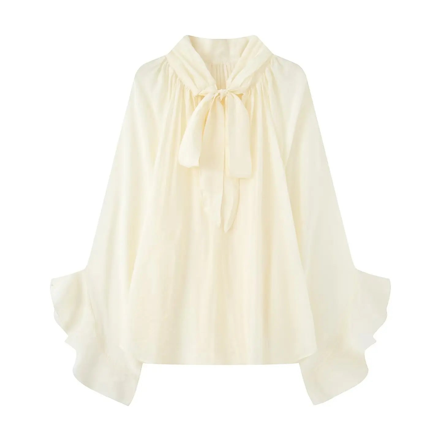 Bow DecorationLoose Long Sleeved Blouses For Women New Fashion Ruffle Edge Shirts and Blouses Woman Top