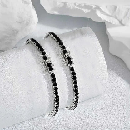 3-6.5mm Moissanite Tennis Bracelet D VVS1 Black Diamond Bracelets with Certificate 925 Sterling Silver Bangle for Women Men