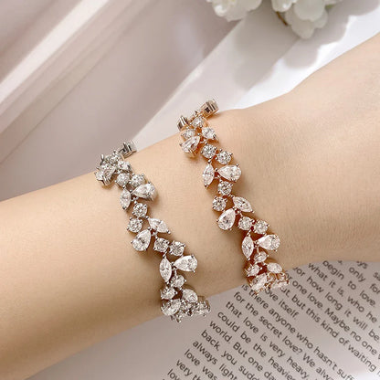 Marquise/Pear Cut Full Moissanite Bracelet For Woman S925 Silver 18K Gold D Color Lab Diamond Bracelet Fine Jewelry