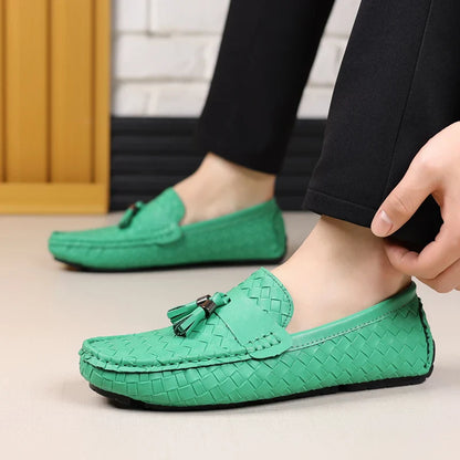 White Loafers Men Handmade PU Leather Loafers Shoes Slip on Casual Driving Flats Comfortable Moccasins Size 48 Men Shoes