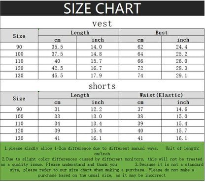 Summer Cute Cartoon Printed Boys Casual Outfits Kids Fashion Plaid Shorts Sets Children Sleeveless Top and Bottom Two Piece Sets