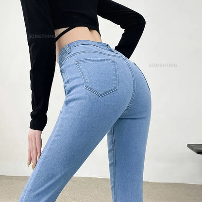 Skinny Jeans for Woman Super Stretch Blue Gray Denim Pants