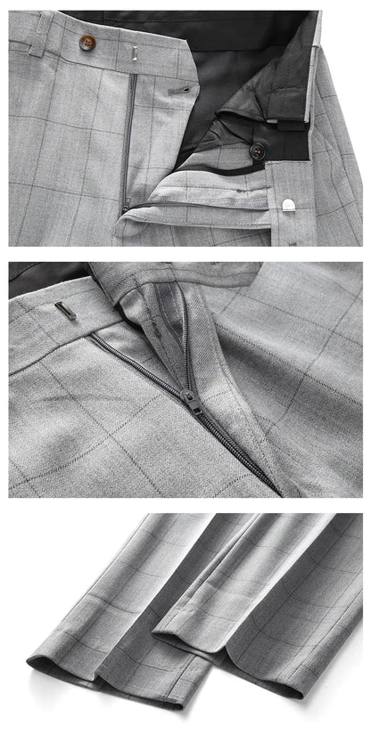 ( Jacket + Vest + Pants ) Fashion Boutique Plaid Mens Casual Business Suit Groom Wedding Dress Formal Slim Plaid Suit