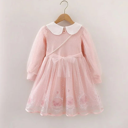 Elsa Princess Dress Baby Girls Dress Kids Dress Party Long-sleeved For Children Frozen Formal Evening Dress 3-8Y