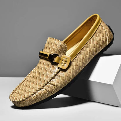 Sapatos Masculinos de Couro Slip on Respiráveis Sapatos Casuais Masculinos Marca de Luxo Mocassins Masculinos Sapatos Leves Masculinos para Dirigir Zapatos Hombre