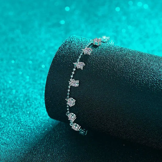 1.3/3.9cttw D Color Moissanite Tassel Bracelet for Women Full Diamond Tennis Bracelet 100% S925 Sterling Silver Chain GRA
