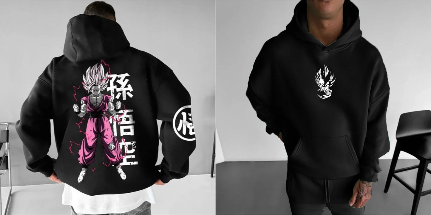 Oversized Men's Hoodie Anime Dragon Ball Sanyan Y2k Clothes Sweatshirt Autumn Winter Sweater Loose Cotton Women Long Sleeve Tops