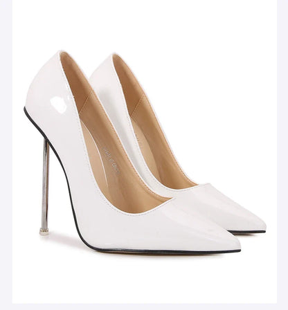 European And American Fashion Single Shoes European Station Pointed Toe Metal Thin Heel Elegant Women's Shoes High Heels Simple