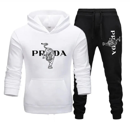 The men's outdoor fitness sweatshirt and pants set for autumn and winter includes a long-sleeved sports shirt and casual pants