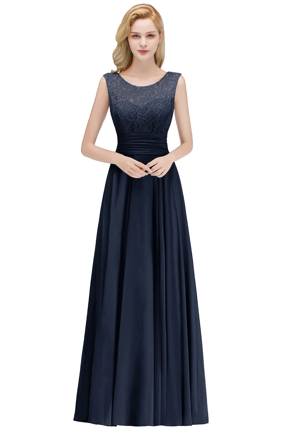 2024 New Style Pink Lace Prom Dress Long Maxi Sleeveless Chiffon Skirt with Lace Bodice Illusion Neck V-Back Formal Party Dress