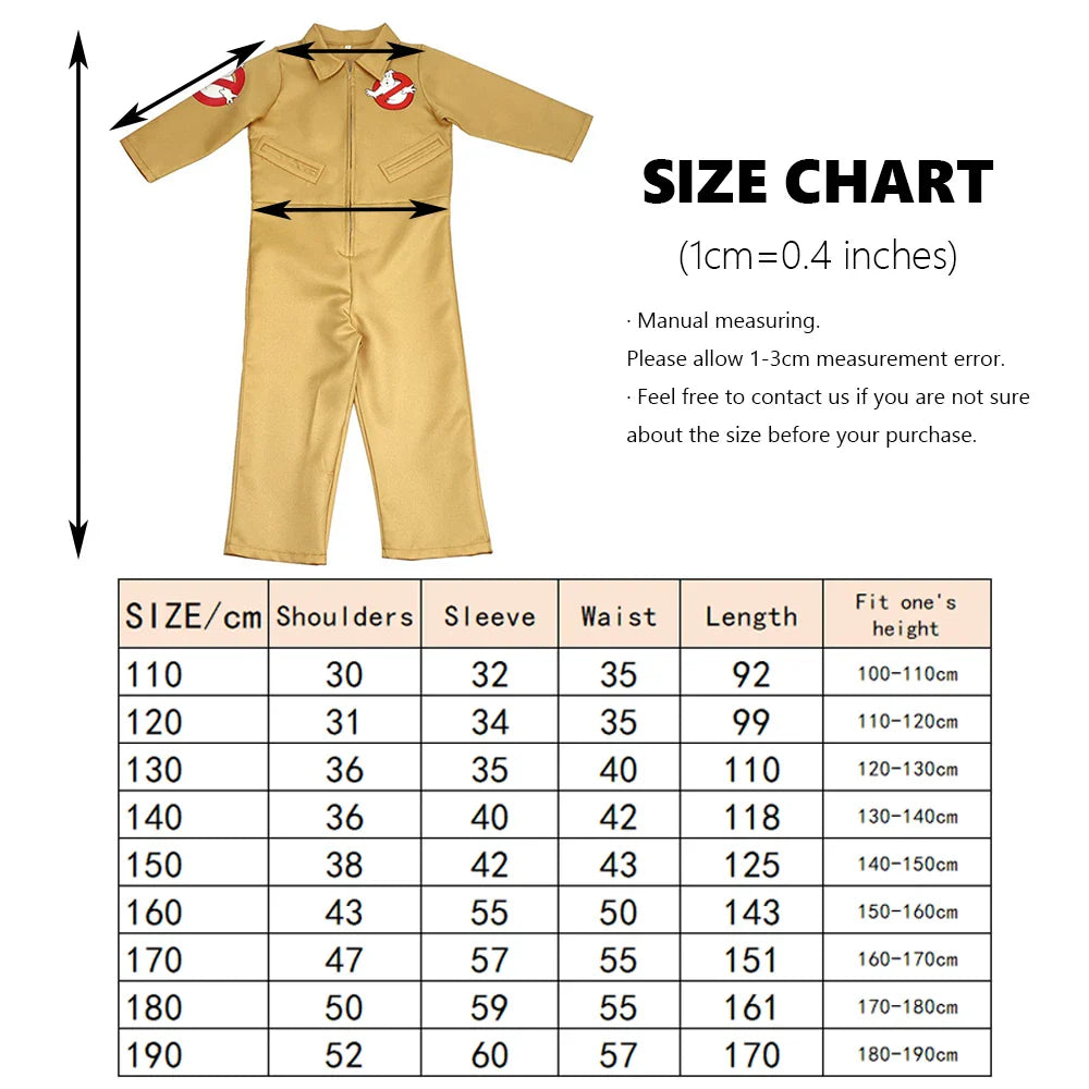 Ghostbusters Movie Kids Adults Cosplay Costume with Proton Pack Halloween Christmas Carnival Theme Party Clothes Fans Collection