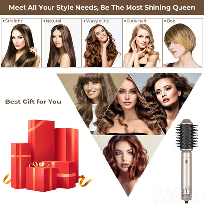 Hair Dryer 5 in 1 Multifunctional Electric Comb Negative Ion StraightComb Curling Iron Detachable Bruening Brush Hair Dryer