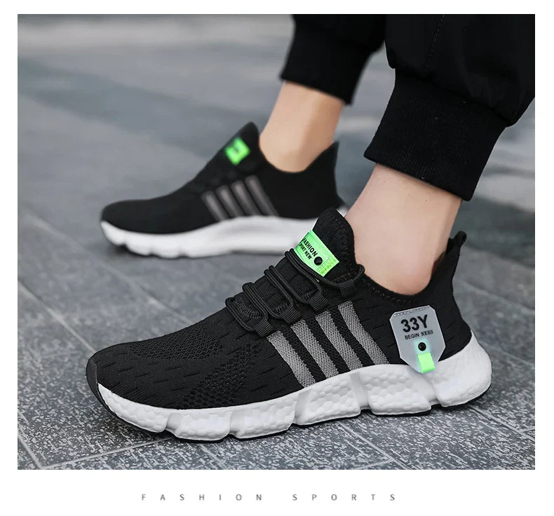 Breathable Mesh Men Shoes Trendy Lightweight Walking Flats Plus Size Male Tennis Sneakers Outdoor Running Fitness Shoes 2024
