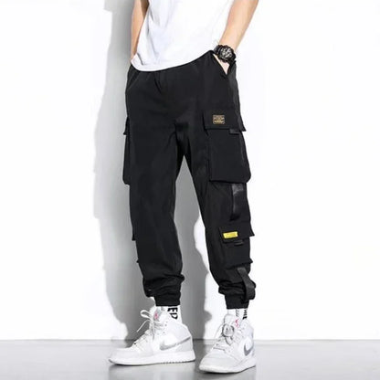Male Casual Hip Hop Streetwear Sweatpants Pencil Pants Men Joggers Cargo Pants Multi-pocket Elastic Waist Harem Techwear Pants
