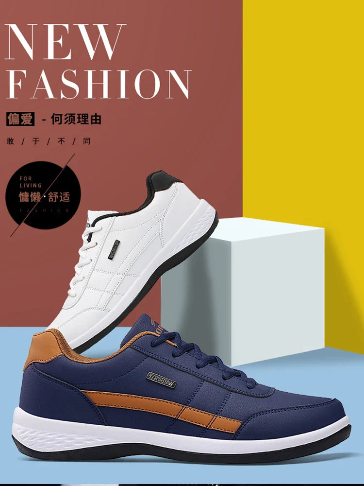 New Men Shoes Casual Shoes Leather Lace-Up Casual Sports Shoes Outdoor Wear-Resistant Vulcanized Shoes High-Quality Men Shoes