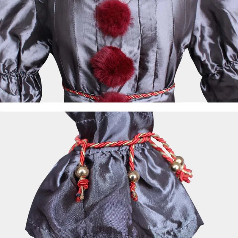 Pennywise Cosplay Costume Adult/Kids Clown Revival COS Terror Horro Clothing Set for Halloween Carnival Masquerade(130CM-XXXL))