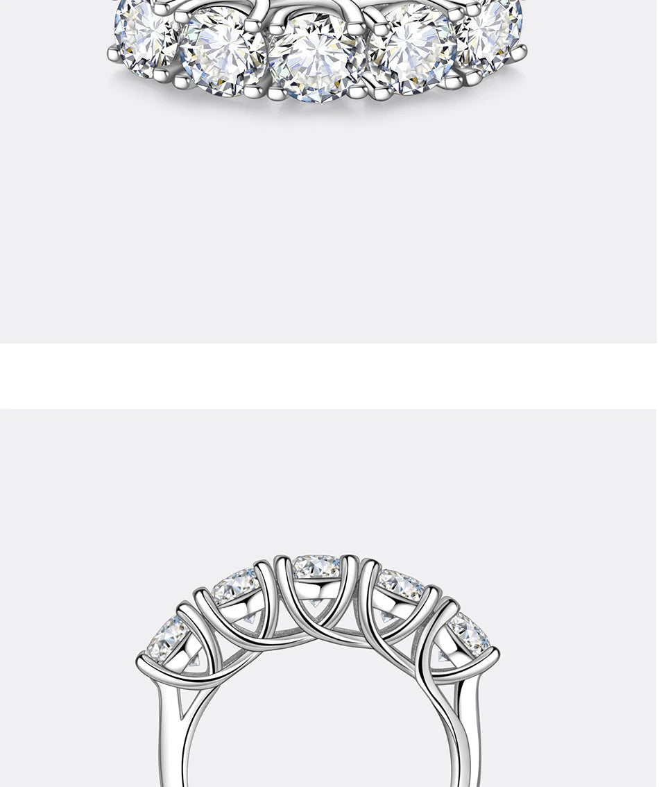 2.5/5CT Moissanite Ring For Women S925 Pure Silver Five Gemstone Ring Luxury Wedding High-end Jewelry