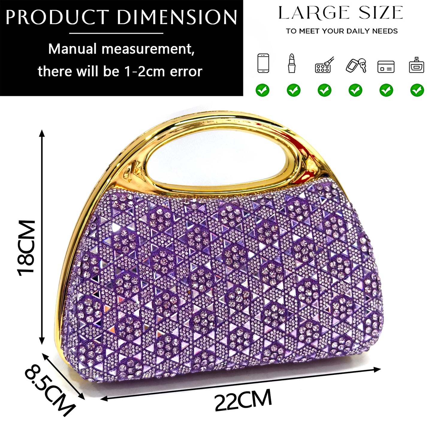 Light Purple Rhinestone Peep-Toe High Heel Sandals and Bag Set for Women –Elegant Italian Party Shoes Perfect for Weddings