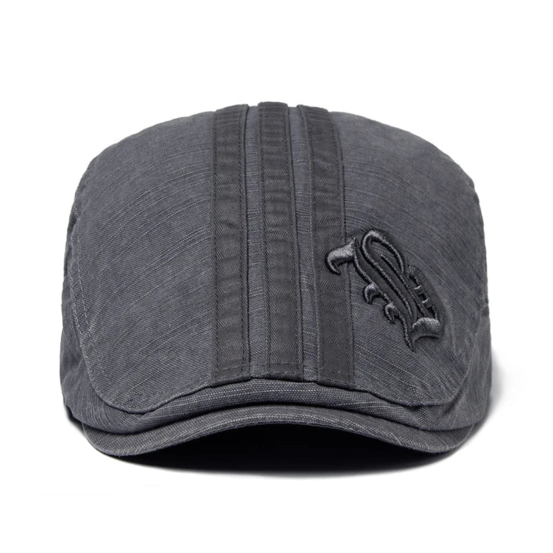 Men Beret Fashion Embroidery Flat Cap Summer Visor For Male