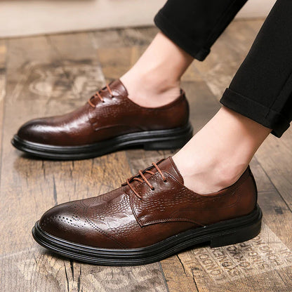 Luxury Men Brogue Dress Shoes Men Suit Casual Shoes Formal Business Leather Shoes Men Brown Wedding Italian Banquet Shoe Size 46