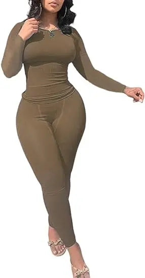 Women Clothing Long sleeves  and Leggings Set Exercise wear 2 Piece Set Women