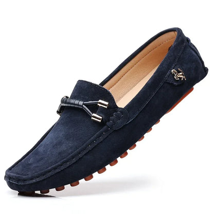 Loafers Men Casual Fashion Suede Men Shoes Lightweight Soft Genuine Leather Moccasins Slip on Driving Shoes for Men Size 48