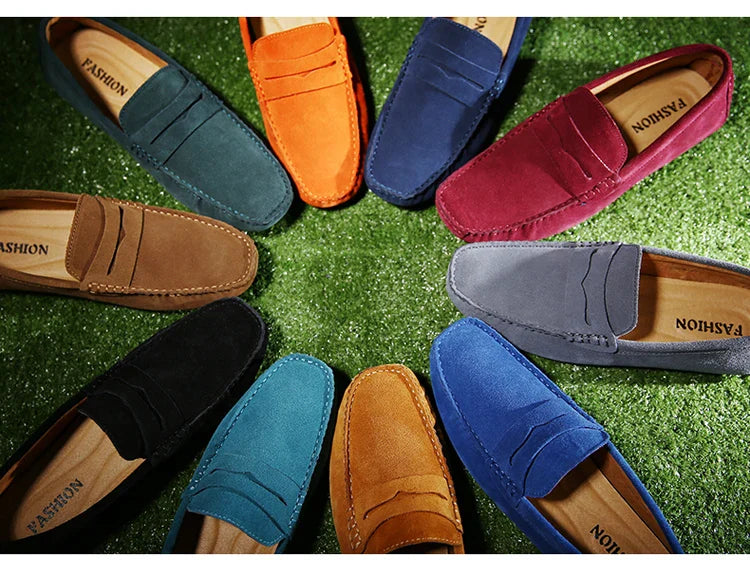 Men's Casual Fashion Genuine Leather Loafers Moccasins Slip-On Driving Shoes 38-50 Size Range Male Flats Comfort Footwear