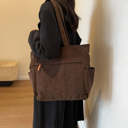 Fleece Canvas Bag Autumn and Winter New Versatile Large Capacity Tote Bag Student Single Shoulder Commuting Tote Bag