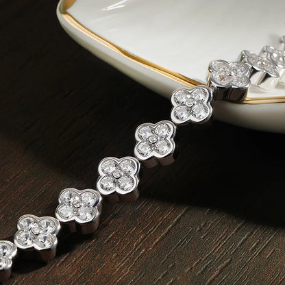 D VVS1 Moissanite Tennis Bracelet 2mm Diamond GRA Certified s925 Sterling Silver Four Leaf Clover Bracelets for Women