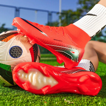 Kids Soccer Cleats for Boys and Girls Youth High-top Football Shoes Outdoor Athletic Turf Soccer Shoes