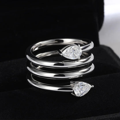 4*6mm 2 Gems Pear Cut Moissanite Rings for Women Certified Jewelry Luxury Wedding Band 925 Sterling Silver Plated 18K