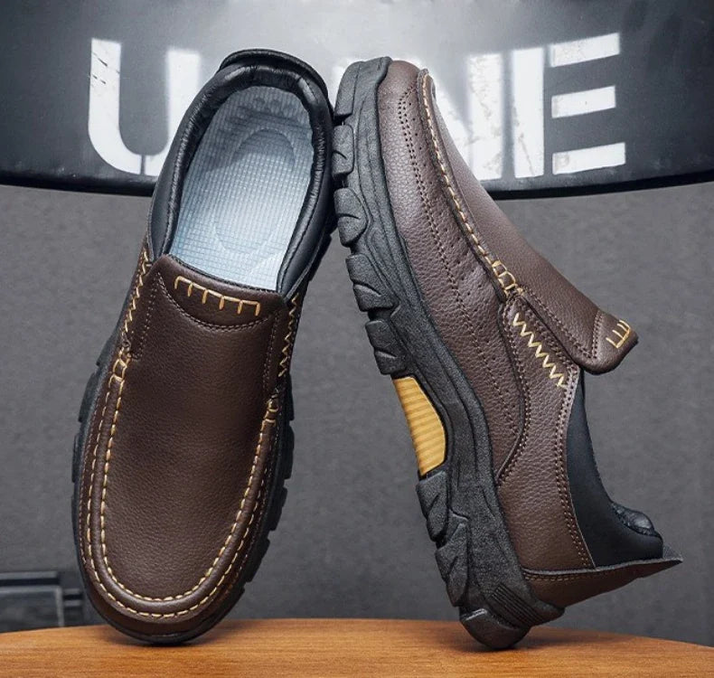 New Spring  Autumn Men's Casual Shoes British Middle aged Dad Shoes Fashion Business Leather Shoes